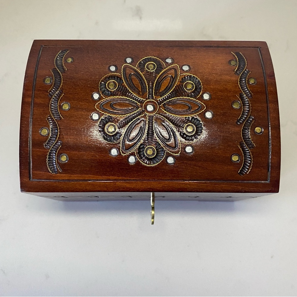 Beautiful Decorative Wooden Storage Box with Locking Key Made in Poland.